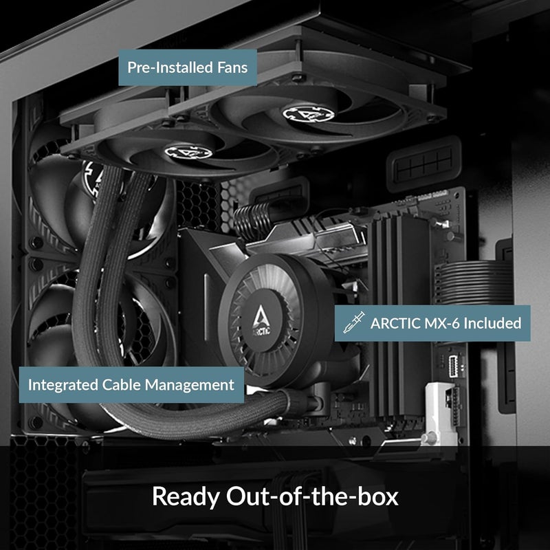 Arctic Liquid Freezer III 280 - CPU AIO Water Cooler, Water Cooling PC, Intel & AMD, Efficient PWM-Controlled Pump, Fan: 200–1700 RPM, LGA1851 and LGA1700 Contact Frame - Black - Image 2